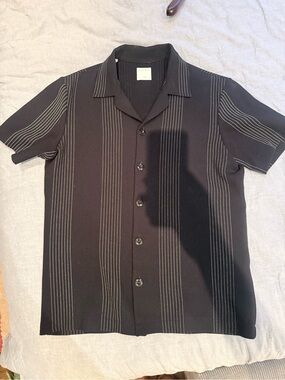 Sandro striped navy jacquard Short-Sleeve Button Shirt
